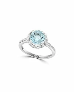 Effy Fine Jewelry Effy 14K 2.31 Ct. Tw. Diamond & Aquamarine Ring Women