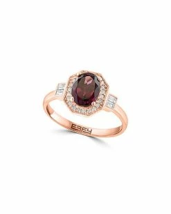 Effy Fine Jewelry Effy 14K Rose Gold 1.54 Ct. Tw. Diamond & Rhodolite Ring Women