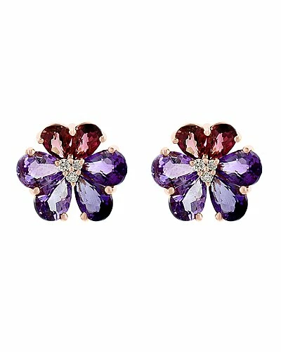 Effy Fine Jewelry 14K Rose Gold 6.72 Ct. Tw. Diamond & Amethyst & Pink Tourmaline Earrings Women 2 Effy Fine Jewelry 14K Rose Gold 6.72 Ct. Tw. Diamond & Amethyst & Pink Tourmaline Earrings Women - Image 2