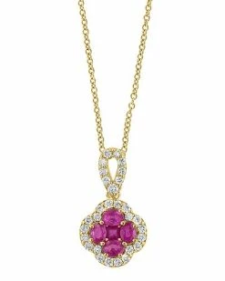 Effy Fine Jewelry Effy 14K 1.51 Ct. Tw. Diamond & Ruby Pendant Necklace Women