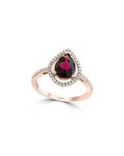 Effy Fine Jewelry Effy 14K Rose Gold 1.46 Ct. Tw. Diamond & Rhodolite Ring Women