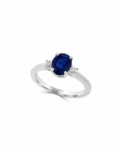 Effy Fine Jewelry Effy 18K 1.58 Ct. Tw. Diamond & Blue Sapphire Ring Women