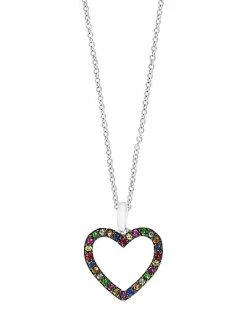 Effy Fine Jewelry Effy Water Color Silver 0.29 Ct. Tw. Sapphire Heart Pendant Women
