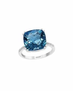 Effy Fine Jewelry 14K 8.40 Ct. Tw. Diamond & London Blue Topaz Ring Women