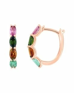 Effy Fine Jewelry Effy 14K Rose Gold 1.90 Ct. Tw. Multicolor Tourmaline Earrings Women