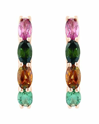 Effy Fine Jewelry Effy 14K Rose Gold 1.90 Ct. Tw. Multicolor Tourmaline Earrings Women 2 Effy Fine Jewelry Effy 14K Rose Gold 1.90 Ct. Tw. Multicolor Tourmaline Earrings Women - Image 2