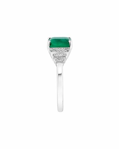 Effy Fine Jewelry Effy 14K 1.51 Ct. Tw. Diamond & Emerald Ring Women 3 Effy Fine Jewelry Effy 14K 1.51 Ct. Tw. Diamond & Emerald Ring Women - Image 3