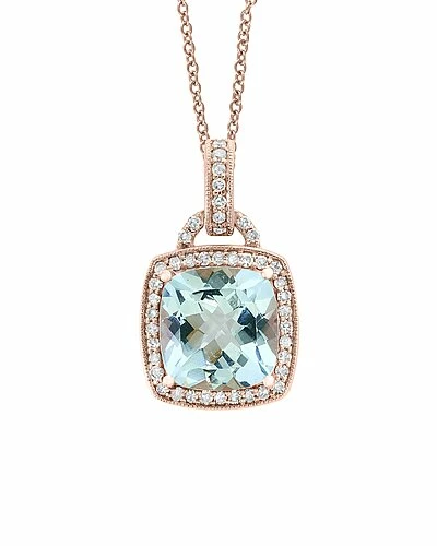 Effy Fine Jewelry Effy 14K Rose Gold 2.87 Ct. Tw. Aquamarine Pendant Necklace Women 1 Effy Fine Jewelry Effy 14K Rose Gold 2.87 Ct. Tw. Aquamarine Pendant Necklace Women