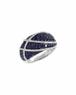 Effy Fine Jewelry Effy 14K 2.37 Ct. Tw. Diamond & Sapphire Half-Eternity Ring Women