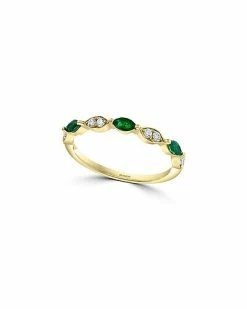 Effy Fine Jewelry Effy 14K 0.41 Ct. Tw. Diamond & Emerald Ring Women