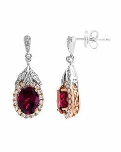 Effy Fine Jewelry Effy 14K Two-Tone 3.63 Ct. Tw. Diamond & Rhodolite Earrings Women