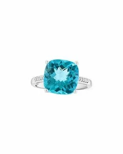 Effy Fine Jewelry Effy 14K 6.19 Ct. Tw. Diamond & Blue Topaz Ring Women