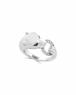 Effy Fine Jewelry Effy Silver 0.13 Ct. Tw. Diamond & Tsavorite Ring Women