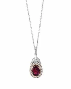 Effy Fine Jewelry Effy 14K Two-Tone 1.92 Ct. Tw. Diamond & Rhodolite Necklace Women