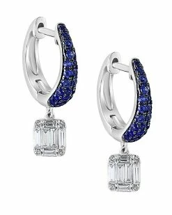 Effy Fine Jewelry Effy 14K 0.73 Ct. Tw. Diamond & Blue Sapphire Earrings Women -Effy Fine Jewelry Sales 6030460448 RLLD 3