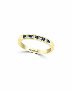 Effy Fine Jewelry Effy 14K 0.22 Ct. Tw. Diamond & Blue Sapphire Ring Women