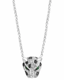 Effy Fine Jewelry Effy 14K 0.18 Ct. Tw. Diamond & Tsavorite Necklace Women