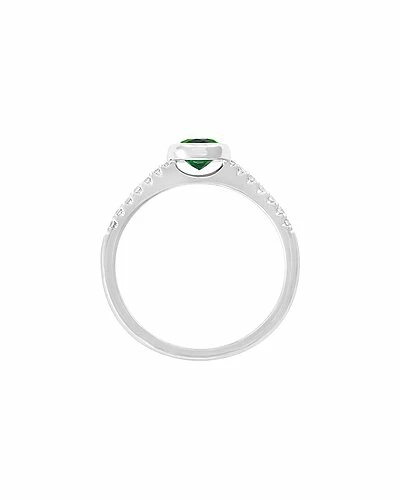 Effy Fine Jewelry Effy 18K 0.59 Ct. Tw. Diamond & Emerald Ring Women 2 Effy Fine Jewelry Effy 18K 0.59 Ct. Tw. Diamond & Emerald Ring Women - Image 2