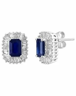 Effy Fine Jewelry Effy 14K 1.67 Ct. Tw. Diamond & Blue Sapphire Earrings Women