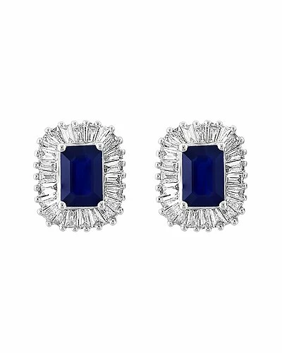 Effy Fine Jewelry Effy 14K 1.67 Ct. Tw. Diamond & Blue Sapphire Earrings Women 2 Effy Fine Jewelry Effy 14K 1.67 Ct. Tw. Diamond & Blue Sapphire Earrings Women - Image 2