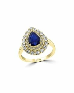 Effy Fine Jewelry Effy 14K Two-Tone 1.52 Ct. Tw. Diamond & Blue Sapphire Ring Women
