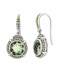 Effy Fine Jewelry Silver & 18K 5.40 Ct. Tw. Green Amethyst Statement Earrings Women