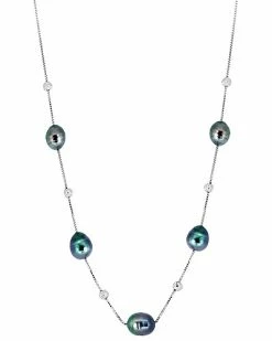 Effy Fine Jewelry Silver 8-9mm 8-9mm Black/Tahitian Pearl Necklace Women