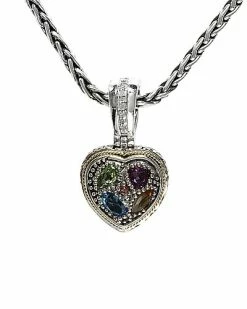 Effy Fine Jewelry 18K & Silver 1.11 Ct. Tw. Diamond & Gemstone Pendant Necklace Women