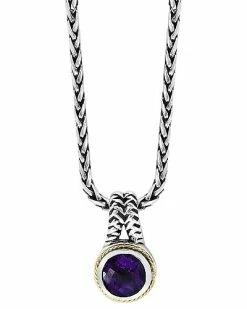 Effy Fine Jewelry Silver & 18K 3.42 Ct. Tw. Amethyst Statement Pendant Women