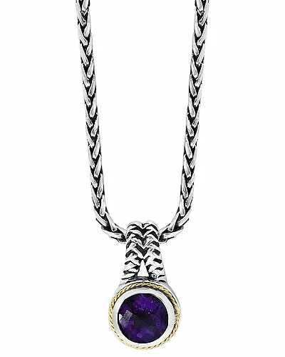 Effy Fine Jewelry Silver & 18K 3.42 Ct. Tw. Amethyst Statement Pendant Women 1 Effy Fine Jewelry Silver & 18K 3.42 Ct. Tw. Amethyst Statement Pendant Women