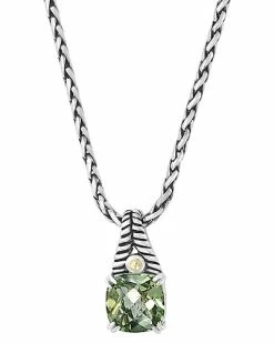 Effy Fine Jewelry Silver & 18K 6.00 Ct. Tw. Green Amethyst Statement Pendant Women