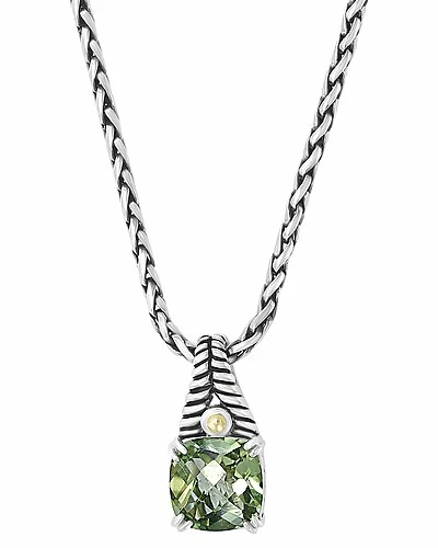 Effy Fine Jewelry Silver & 18K 6.00 Ct. Tw. Green Amethyst Statement Pendant Women 1 Effy Fine Jewelry Silver & 18K 6.00 Ct. Tw. Green Amethyst Statement Pendant Women