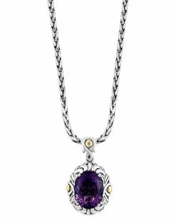 Effy Fine Jewelry Silver & 18K 7.20 Ct. Tw. Amethyst Statement Pendant Women