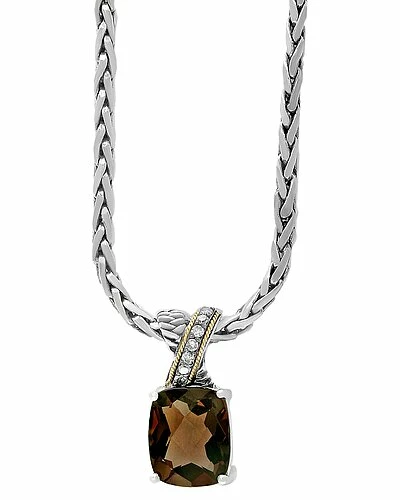 Effy Fine Jewelry Silver & 18K 5.80 Ct. Tw. Diamond & Smoky Quartz Statement Pendant Women 1 Effy Fine Jewelry Silver & 18K 5.80 Ct. Tw. Diamond & Smoky Quartz Statement Pendant Women