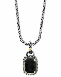 Effy Fine Jewelry Silver & 18K 6.46 Ct. Tw. Onyx Statement Pendant Women