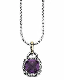 Effy Fine Jewelry Silver & 18K 6.50 Ct. Tw. Amethyst Statement Pendant Women