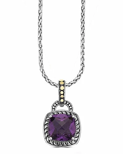 Effy Fine Jewelry Silver & 18K 6.50 Ct. Tw. Amethyst Statement Pendant Women 1 Effy Fine Jewelry Silver & 18K 6.50 Ct. Tw. Amethyst Statement Pendant Women