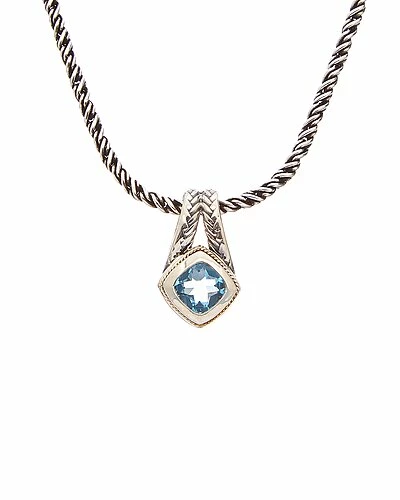 Effy Fine Jewelry 18K & Silver 0.95 Ct. Tw. Blue Topaz Pendant Necklace Women 1 Effy Fine Jewelry 18K & Silver 0.95 Ct. Tw. Blue Topaz Pendant Necklace Women