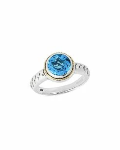 Effy Fine Jewelry Silver & 18K 2.35 Ct. Tw. Blue Topaz Statement Ring Women