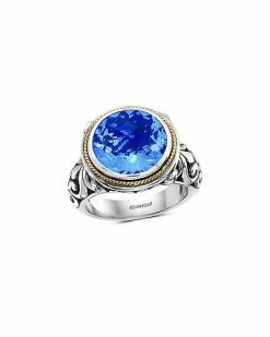 Effy Fine Jewelry Silver & 18K 6.90 Ct. Tw. Blue Topaz Statement Ring Women