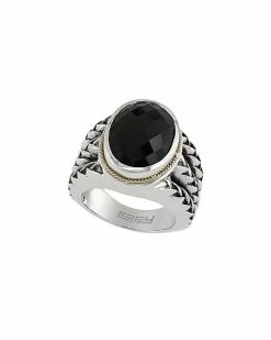 Effy Fine Jewelry Silver & 18K 8.55 Ct. Tw. Onyx Statement Ring Women