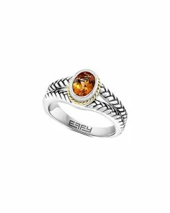 Effy Fine Jewelry Silver & 18K 0.85 Ct. Tw. Citrine Statement Ring Women