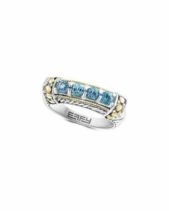 Effy Fine Jewelry Silver & 18K 1.33 Ct. Tw. Blue Topaz Statement Ring Women