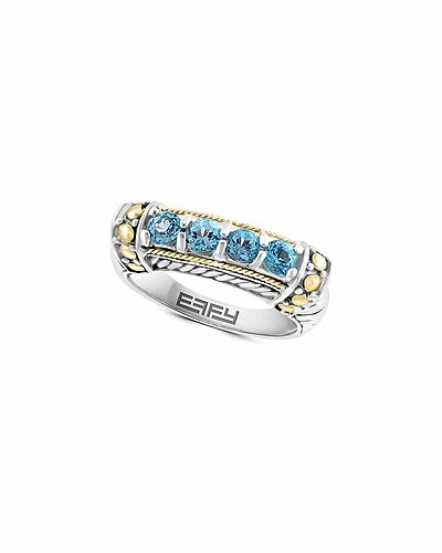 Effy Fine Jewelry Silver & 18K 1.33 Ct. Tw. Blue Topaz Statement Ring Women 1 Effy Fine Jewelry Silver & 18K 1.33 Ct. Tw. Blue Topaz Statement Ring Women
