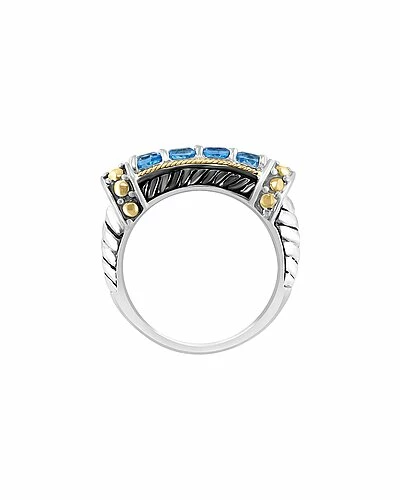 Effy Fine Jewelry Silver & 18K 1.33 Ct. Tw. Blue Topaz Statement Ring Women 2 Effy Fine Jewelry Silver & 18K 1.33 Ct. Tw. Blue Topaz Statement Ring Women - Image 2
