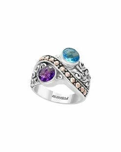 Effy Fine Jewelry Silver & 18K 1.95 Ct. Tw. Amethyst & Blue Topaz Statement Ring Women