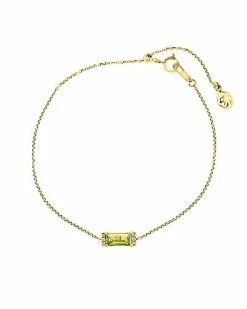 Effy Fine Jewelry 14K 0.82 Ct. Tw. Diamond & Peridot Bolo Bracelet Women