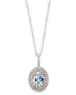 Effy Fine Jewelry 14K Rose Gold 1.36 Ct. Tw. Diamond & Aquamarine Statement Pendant Women