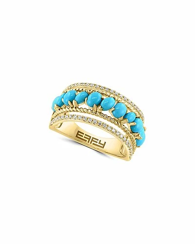 Effy Fine Jewelry 14K 1.80 Ct. Tw. Diamond & Turquoise Statement Ring Women 1 Effy Fine Jewelry 14K 1.80 Ct. Tw. Diamond & Turquoise Statement Ring Women