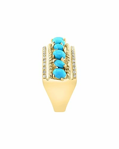 Effy Fine Jewelry 14K 1.80 Ct. Tw. Diamond & Turquoise Statement Ring Women 3 Effy Fine Jewelry 14K 1.80 Ct. Tw. Diamond & Turquoise Statement Ring Women - Image 3